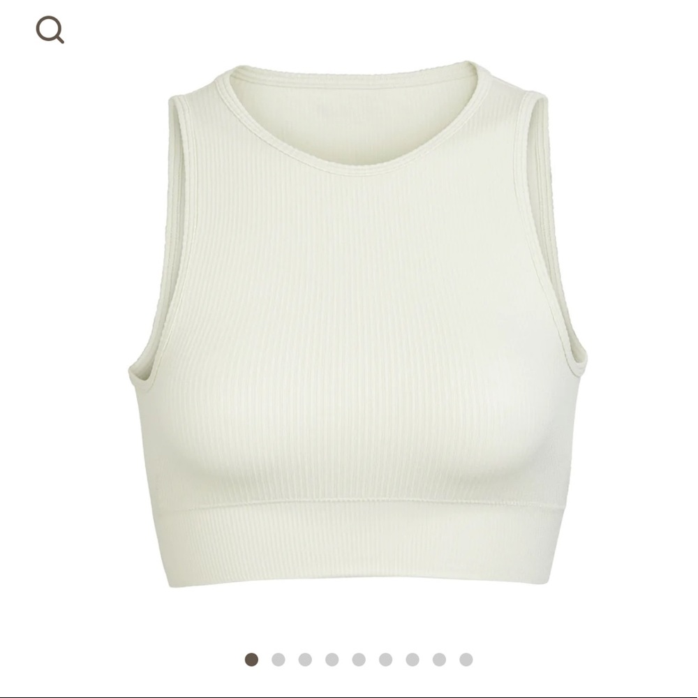 SKIMS Stretch Rib High Neck Bralette in bone. Size L/XL